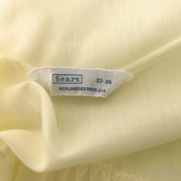 Sears Vintage Delicate Yellow Flower Embroidered Night Gown Sz 32-34 - Picture 4 of 5